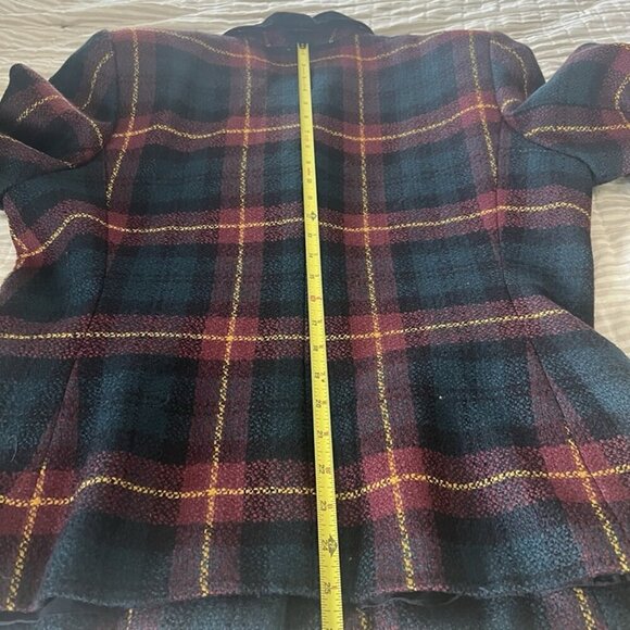 VTG Kasper ASL Wool Plaid Blazer sz 16 Velvet Shawl Collar Gold Buttons Academia - Picture 11 of 12